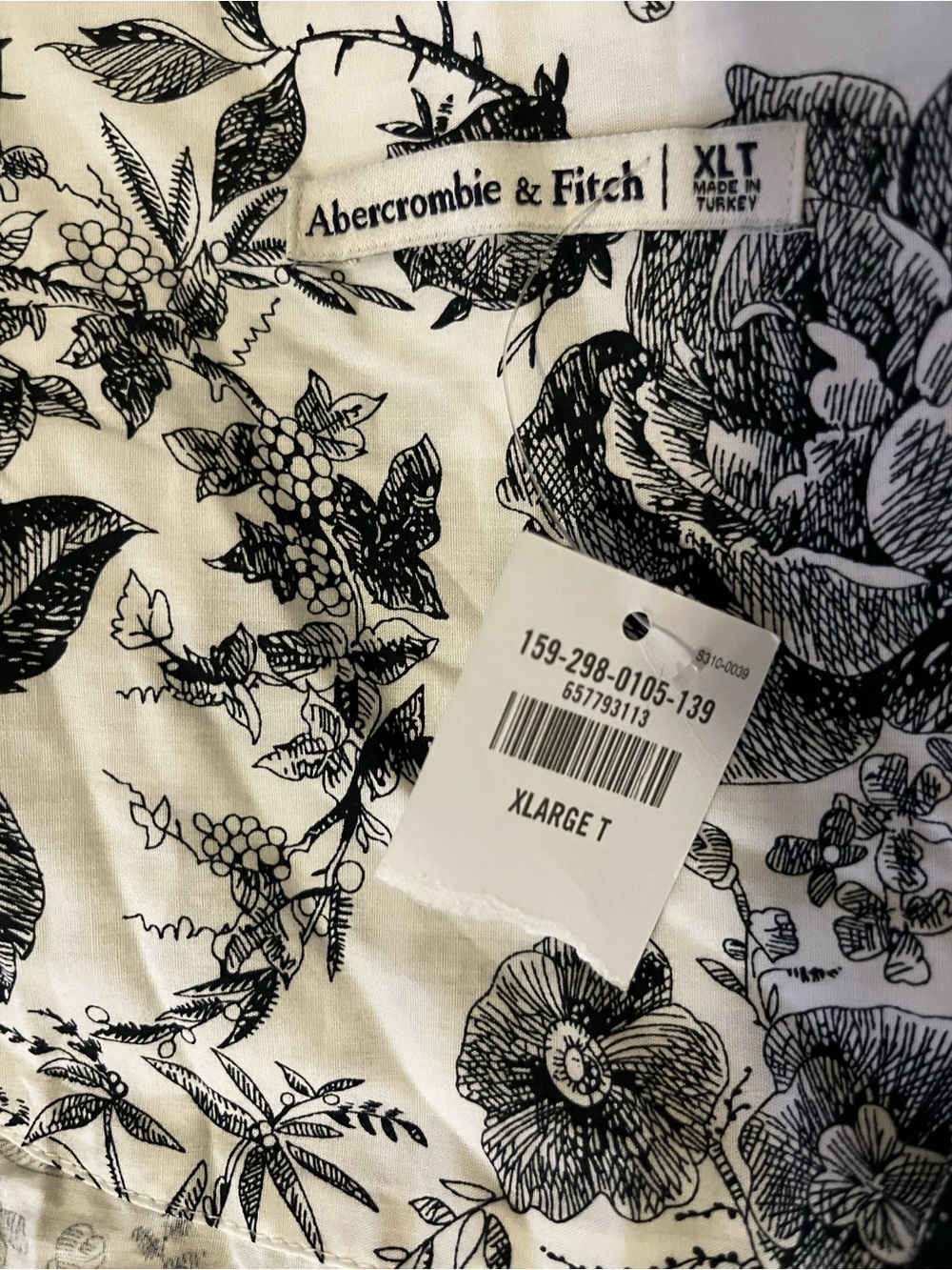 Abercrombie & Fitch XLT Tall Black White Floral Butterfly Toile Midi Dress NWT - Picture 9 of 10